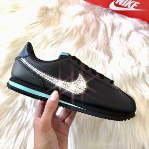 Swarovski Nike Cortez Black Tiffany Blue